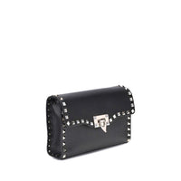 Valentino Garavani Black Calf Leather Bos Taurus Shoulder Bag