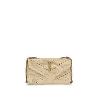 Saint Laurent Beige Raffia Shoulder Bag