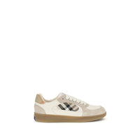 Burberry Beige Calf Leather Bos Taurus Low Top Sneakers