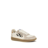 Burberry Beige Calf Leather Bos Taurus Low Top Sneakers