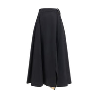 Burberry Black Wool Oves Aries Midi Skirt
