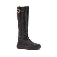 Chloé Black Calf Leather Bos Taurus Flat Boots
