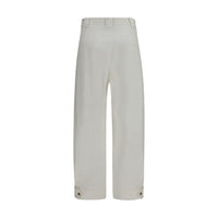 Max Mara White Cotton Cropped Pants