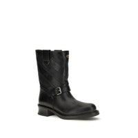 Valentino Garavani Black Calf Leather Bos Taurus Ankle Boots