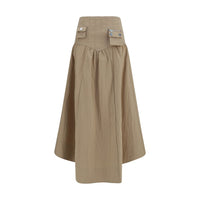 Ganni Beige Cotton Midi Skirt