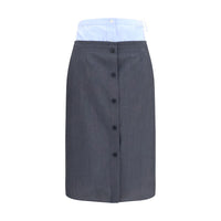 Prada Gray Cotton Midi Skirt