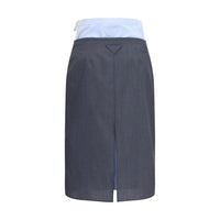 Prada Gray Cotton Midi Skirt