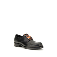 Prada Black Calf Leather Bos Taurus Oxfords And Derbies