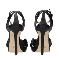 Jimmy Choo Black Leather Platform Sandals