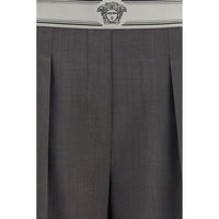 Versace Gray Wool Oves Aries Pants