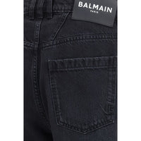 Balmain Black Cotton Straight-Leg Jeans