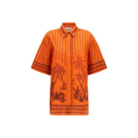 Alemais Orange Cotton Pattern Shirt