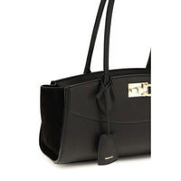 Ferragamo Black Calf Leather Bos Taurus Shoulder Bag