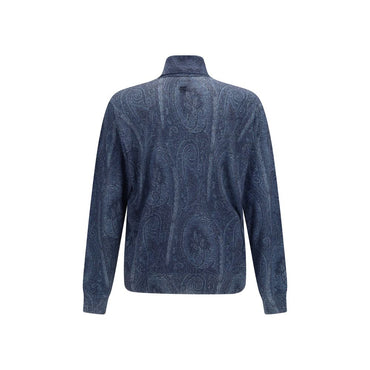 Etro Blue Silk Turtleneck