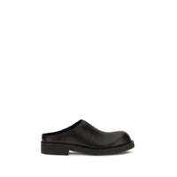 MM6 Black Calf Leather Bos Taurus Mules