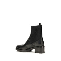 Santoni Black Calf Leather Bos Taurus Ankle Boots