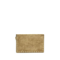 Valentino Garavani Beige Suede Leather Clutch Bag