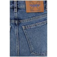 Off-White Blue Cotton Straight-Leg Jeans