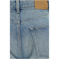 Saint Laurent Blue Cotton Straight-Leg Jeans
