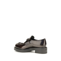 Prada Brown Calf Leather Bos Taurus Slip-On Loafers