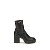Prada Black Calf Leather Bos Taurus Ankle Boots