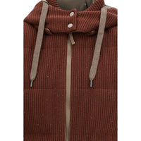 Brunello Cucinelli Brown Cotton Sleeveless Jacket