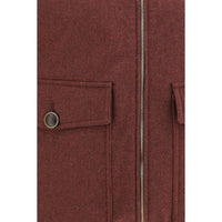 Brunello Cucinelli Bordeaux Wool Oves Aries Sleeveless Jacket