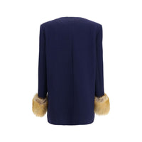 Valentino Garavani Blue Wool Oves Aries Coat