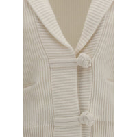 Forte_Forte White Wool Oves Aries Cardigan