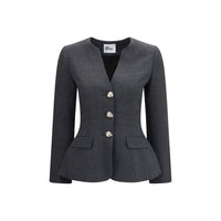 Self-Portrait Gray Polyester Full-Length Jacket
