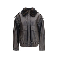 Loulou De Saison Brown Calf Leather Bos Taurus Bomber