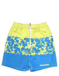 Dsquared² Blue Yellow Floral Boxer Shorts Beachwear Swimwear