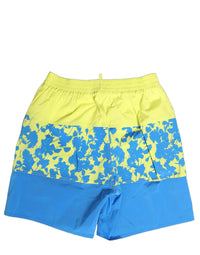 Dsquared² Blue Yellow Floral Boxer Shorts Beachwear Swimwear