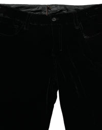 Ermanno Scervino Black Viscose Blend Velvet Slim Fit Pants