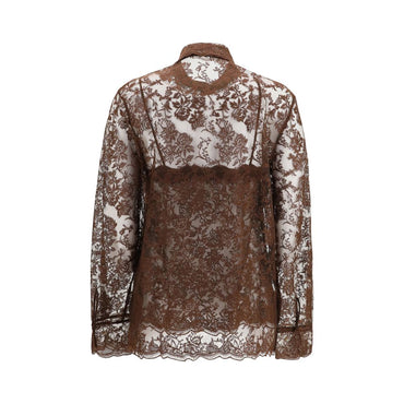 Ermanno Scervino Brown Polyester Pattern Shirt