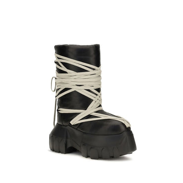 Rick Owens Black Calf Leather Bos Taurus Lace-Up Boots