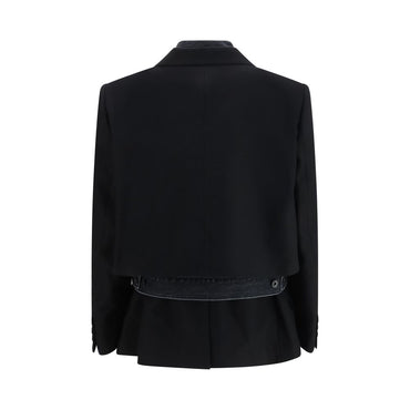 Sacai Black Wool Oves Aries Denim Jacket
