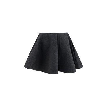 Ganni Gray Wool Oves Aries Midi Skirt