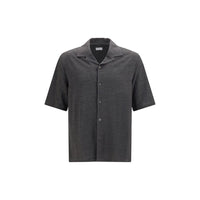 Brunello Cucinelli Gray Linen Shortsleeve Shirt
