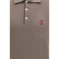 Brunello Cucinelli Brown Cotton Polo Shirt