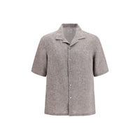 Brunello Cucinelli Gray Linen Shortsleeve Shirt