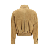 Versace Beige Lamb Leather Bomber