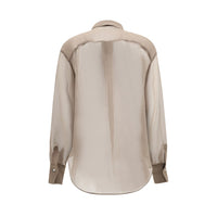 Brunello Cucinelli Beige Silk Pattern Shirt