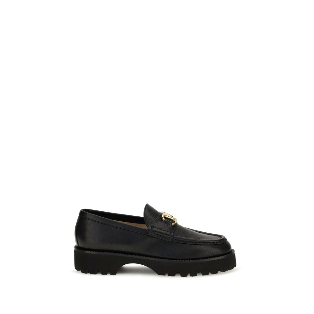 Valentino Garavani Black Calf Leather Bos Taurus Platform Loafers