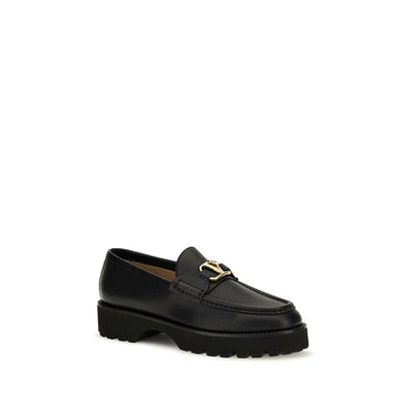 Valentino Garavani Black Calf Leather Bos Taurus Platform Loafers