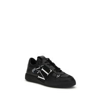 Valentino Garavani Black Calf Leather Bos Taurus Athletic Sneakers