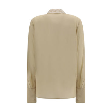 Fendi Beige Silk Dress Shirt