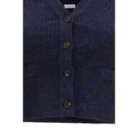 Brunello Cucinelli Blue Cashmere Sleeveles Sweater