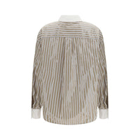 Brunello Cucinelli Beige Cotton Pattern Shirt