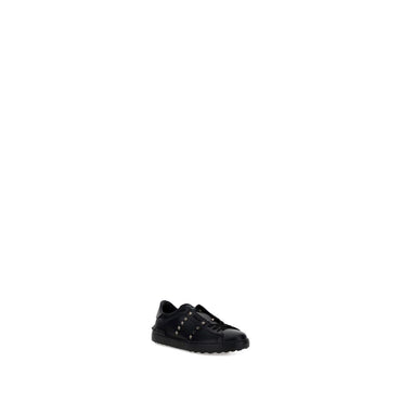 Valentino Garavani Black Calf Leather Bos Taurus Athletic Sneakers